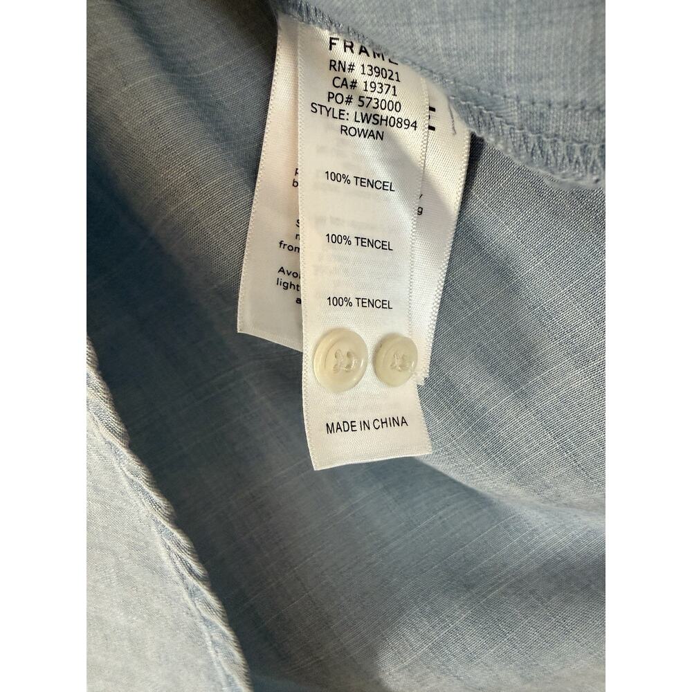 Frame Soft Chambray Tencel Button Down Scallop Long Sleeve Blouse Sz S $245 - Picture 8 of 9